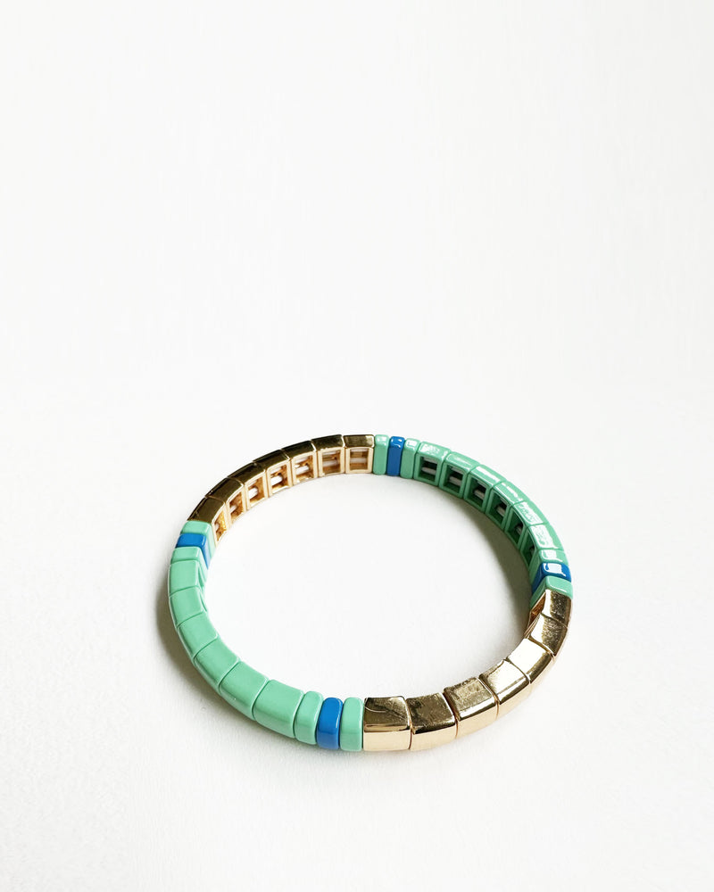 Turquoise & Gold Tile Bracelet