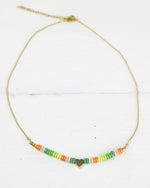 Rainbow beaded and heart necklace