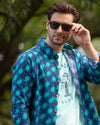 Aloft Teal & Navy Turtle Shirt