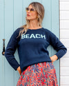 Aloft Beach Knitted Crew - Navy & Turquoise