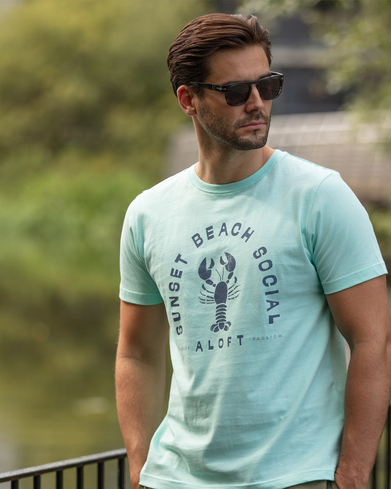 Sunset Beach Social Tee Aqua