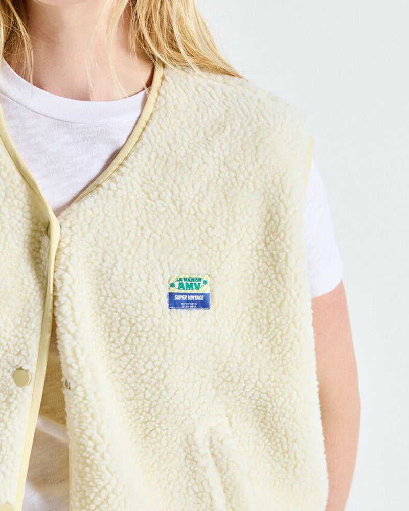 American Vintage Hoktown Fleece Gilet Cream