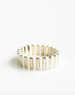 Wide White & Gold Tile Bracelet