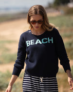 Aloft Beach Knitted Crew - Navy & Turquoise