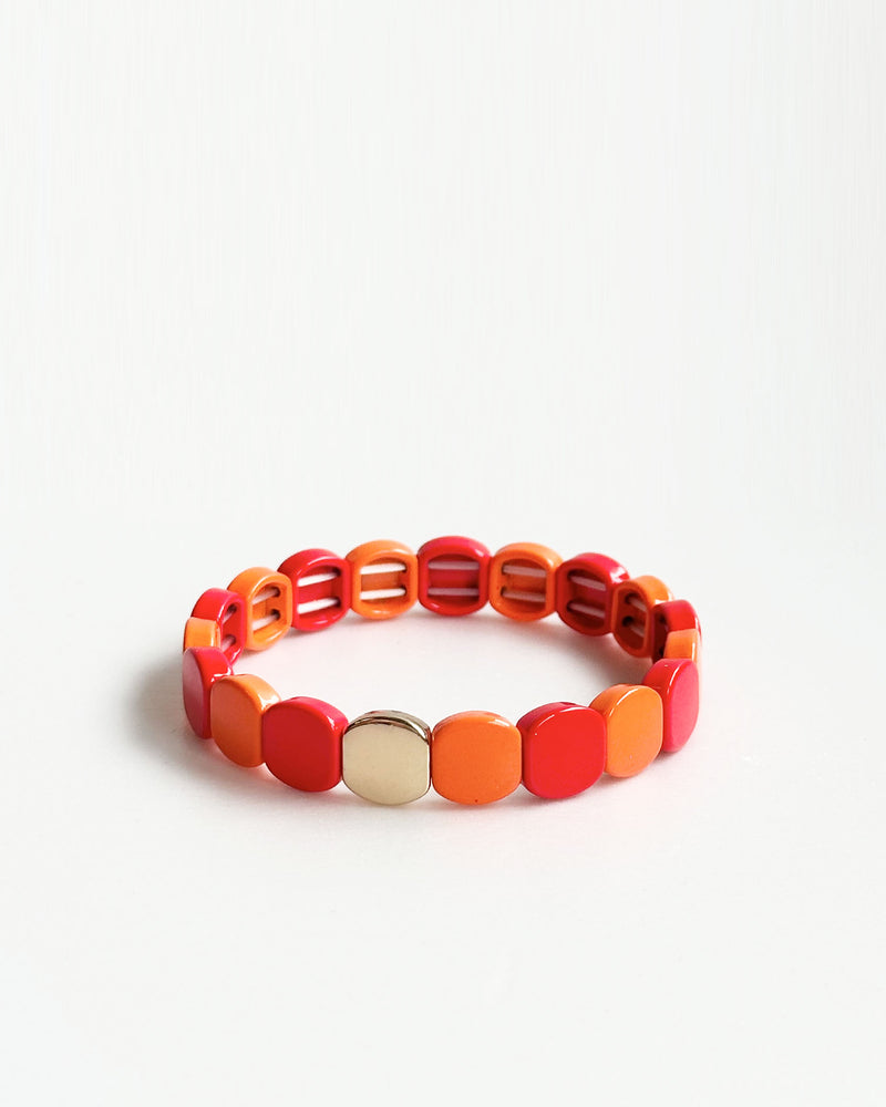 Red & Coral Hexagonal Tile Bracelet