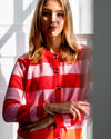 Aloft Dart Pink & Red Stripe Cardigan