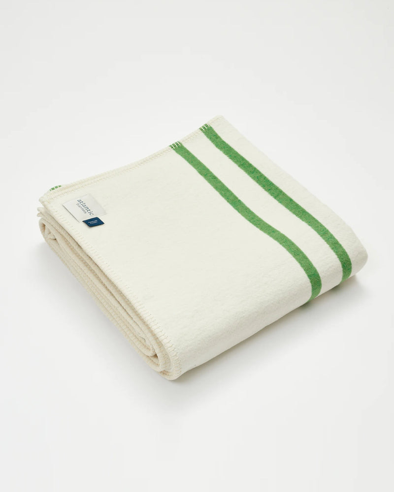 Recycled Cotton Kelp Green Stripe Blanket - Standard