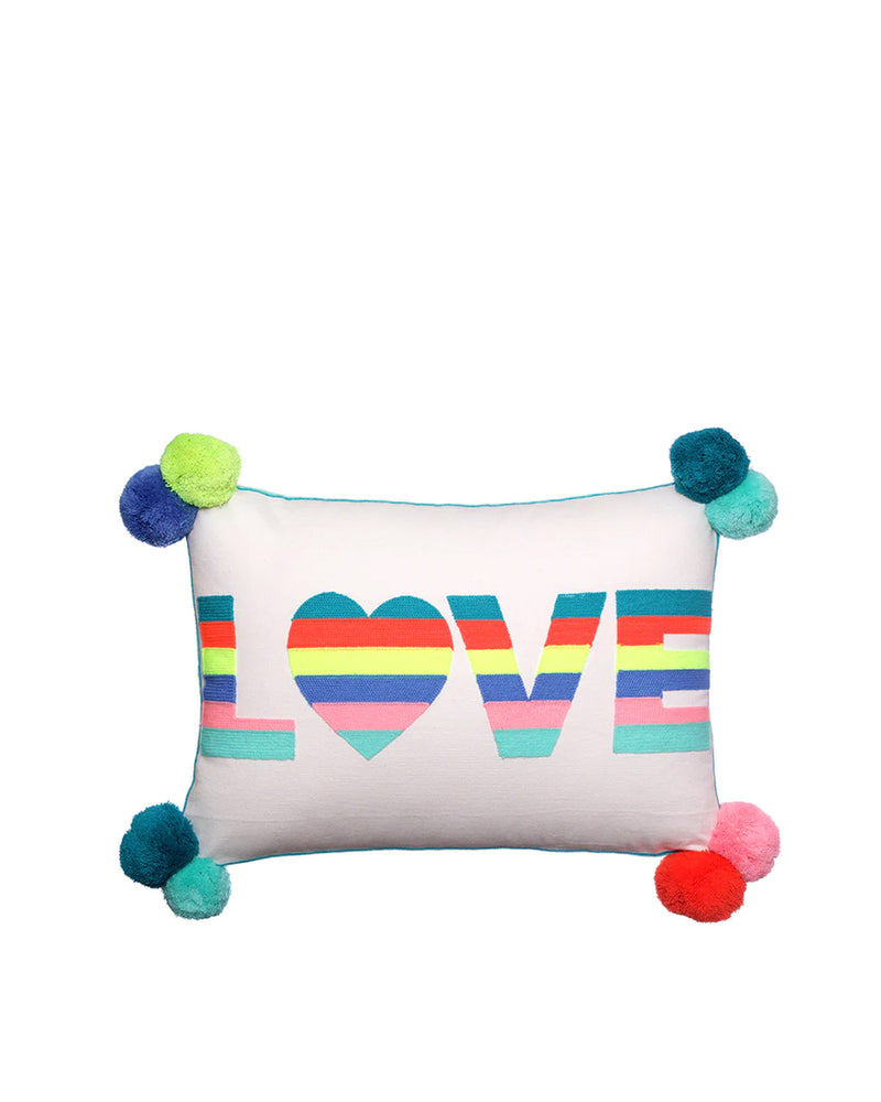 Rainbow LOVE Embroidered Cushion