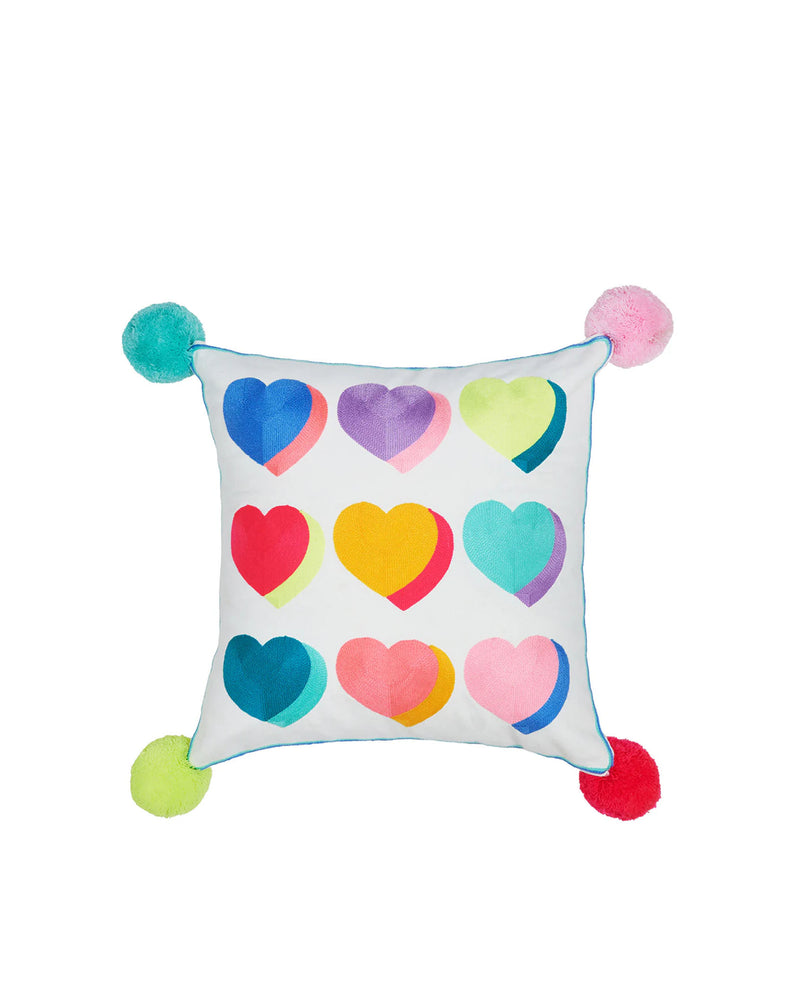 Letterpop Hearts Embroidered Cushion