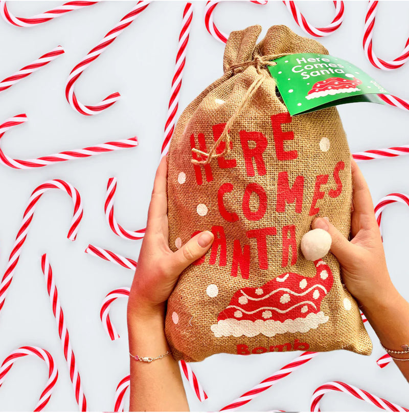 Bomb Cosmetics Here Comes Santa gift sack