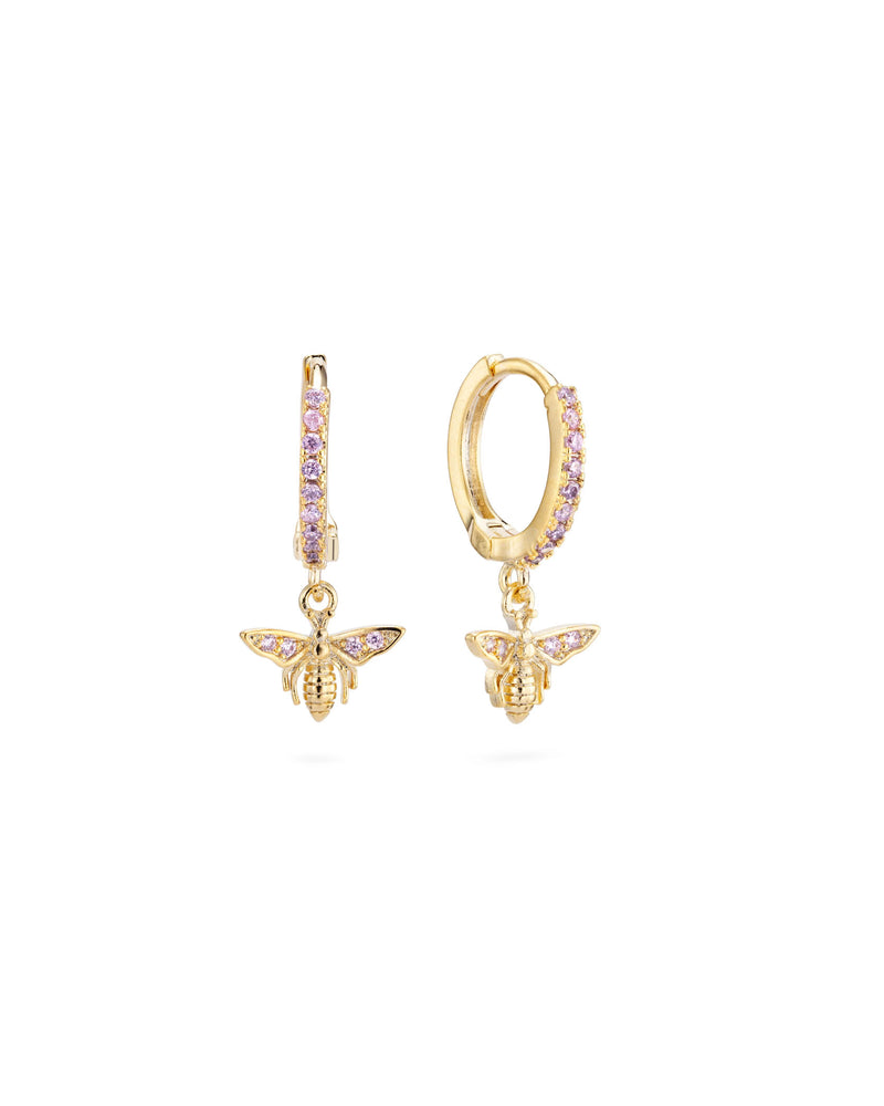 Bijoux de Mimi Ines Pink Bee huggie Earrings