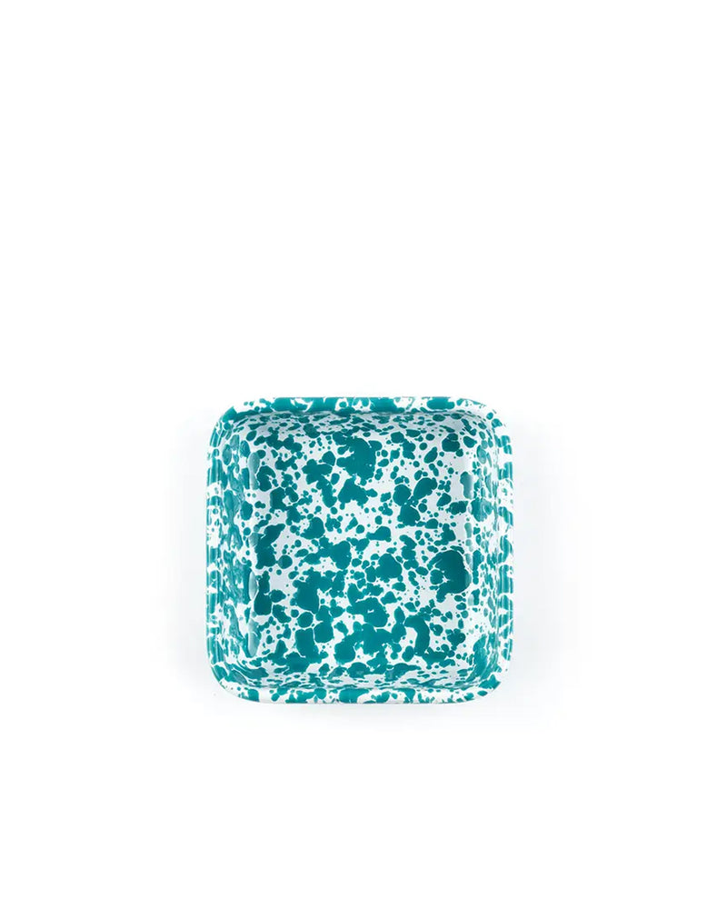 Splatter Enamel Turquoise Small Square Tray