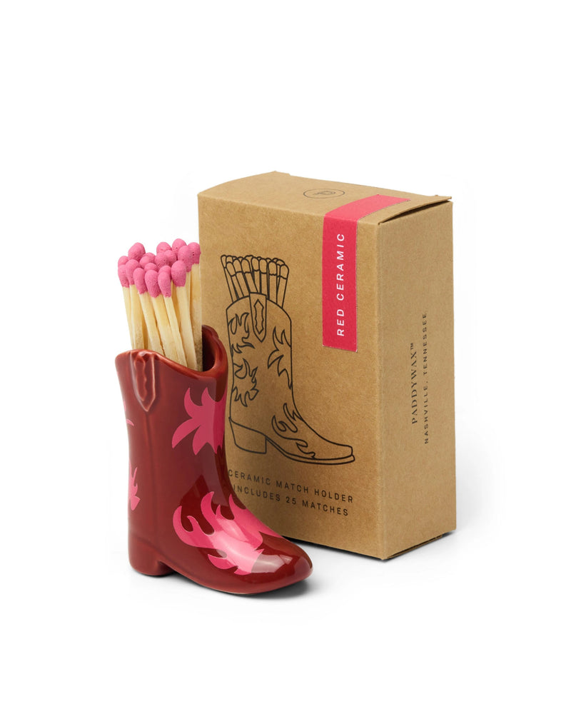 Nashville Ceramic Boot Match Holder  - Red & Pink