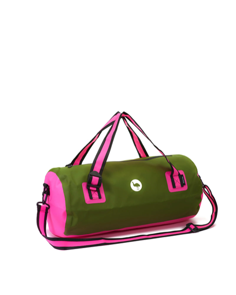 Khaki & Pink Dry Duffel Bag
