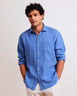Hartford Jimmy Bright Blue Linen Shirt