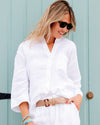 Hartford Cleo White Linen Top
