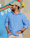 Hartford Jimmy Bright Blue Linen Shirt