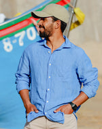 Hartford Jimmy Bright Blue Linen Shirt