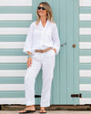 Hartford Cleo White Linen Top