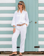 Hartford Cleo White Linen Top