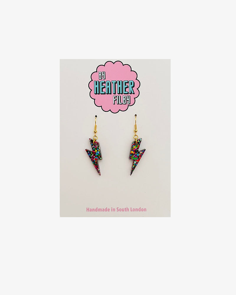Multi Coloured Medium Lightning Bolt Earrings