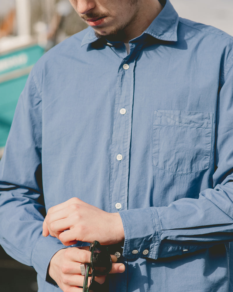 Hartford Cooper Nautic Blue Cotton Shirt