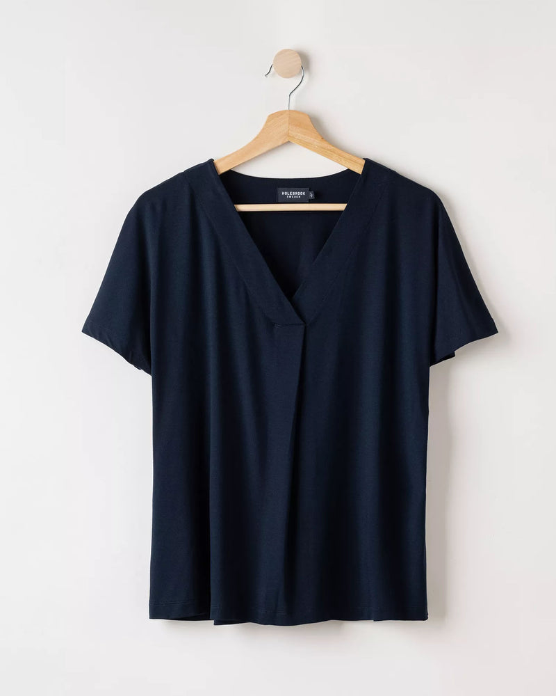 Holebrook Esther V Neck Top Navy