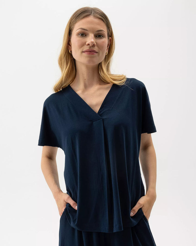Holebrook Esther V Neck Top Navy