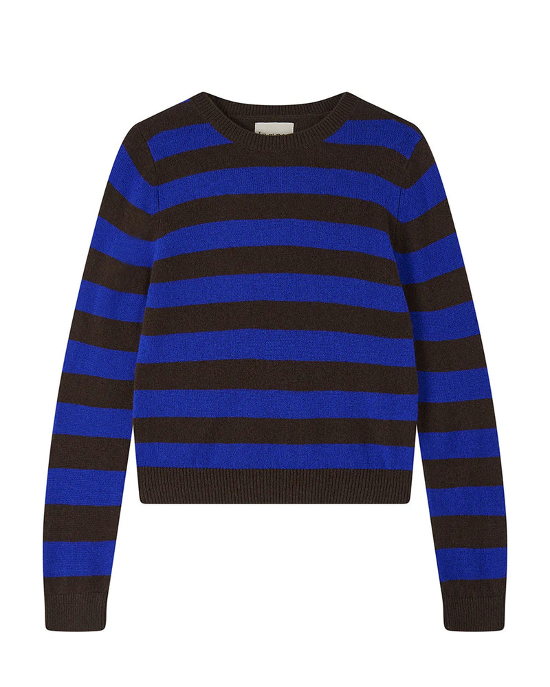 Jumper 1234 Black & Dark Brown Stripe Crew