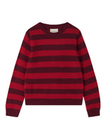 Jumper 1234 Stripe Crew Burgundy Dull Red