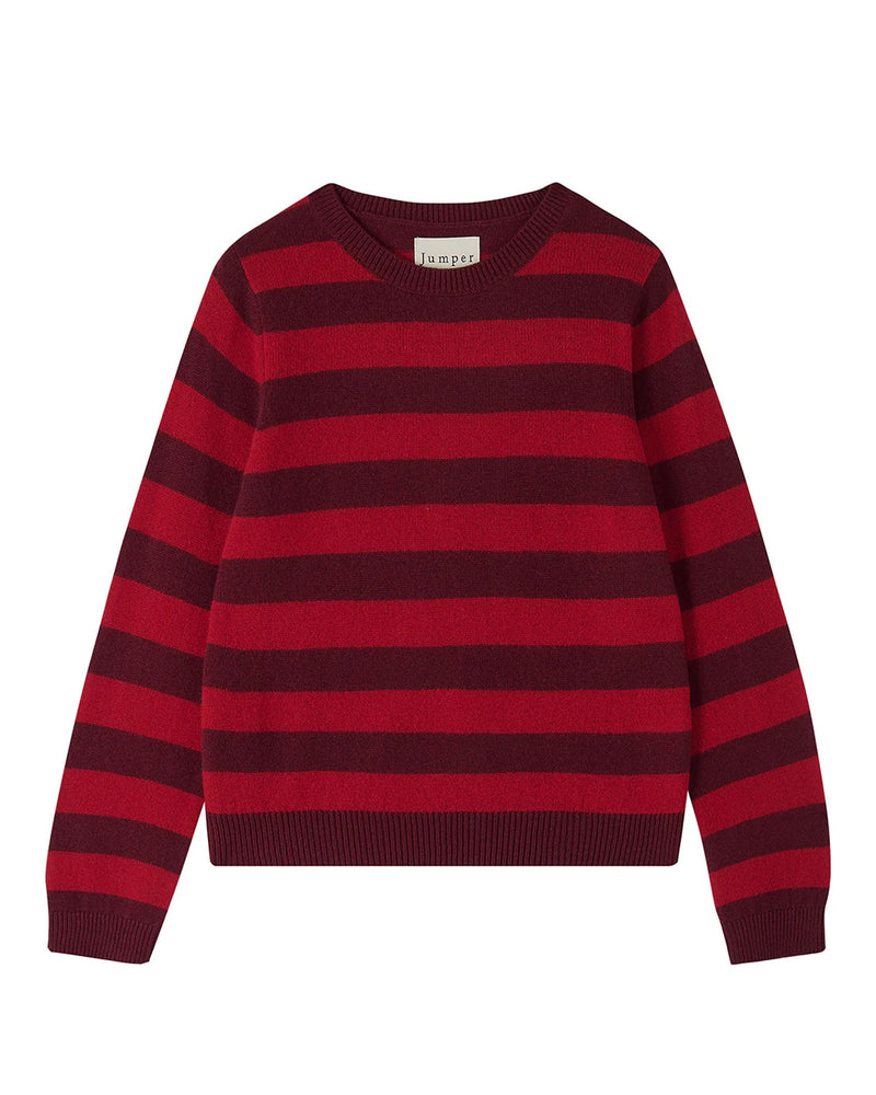 Jumper 1234 Stripe Crew Burgundy Dull Red