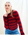 Jumper 1234 Stripe Crew Burgundy Dull Red