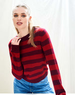 Jumper 1234 Stripe Crew Burgundy Dull Red