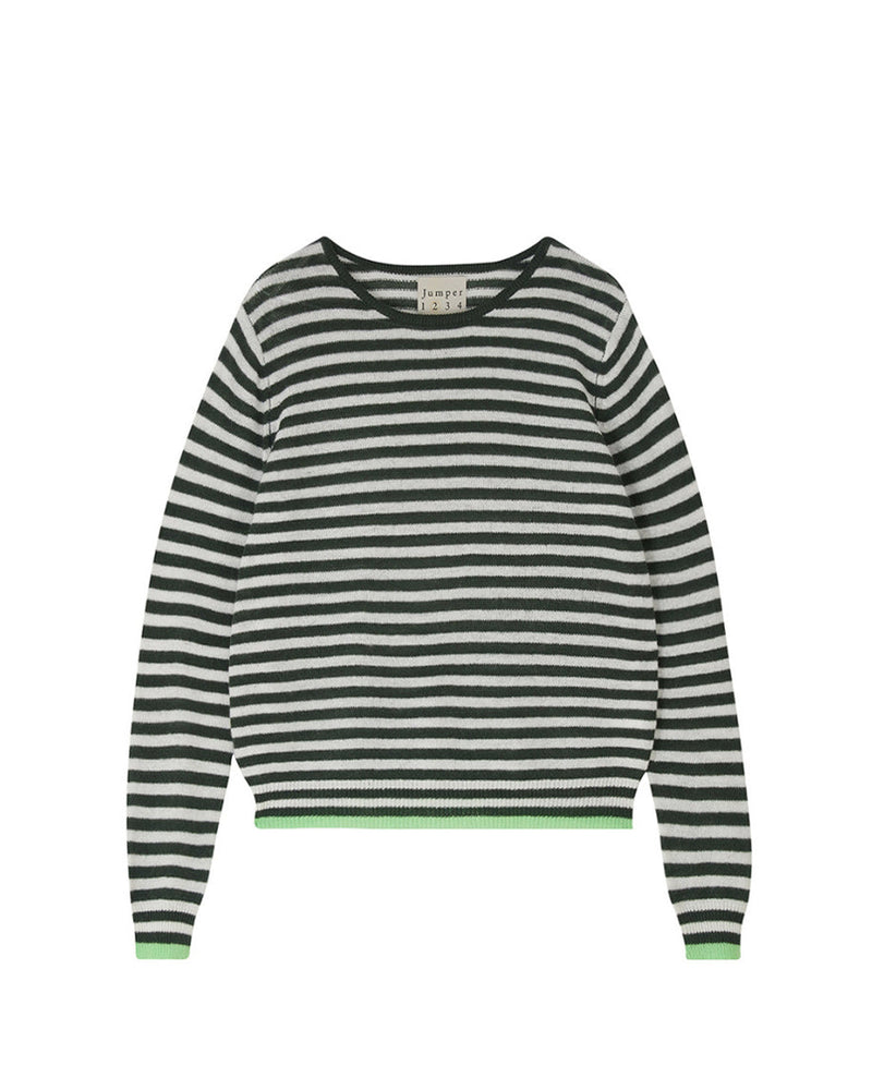 Jumper 1234 Tipped Little Stripe Crew Khaki