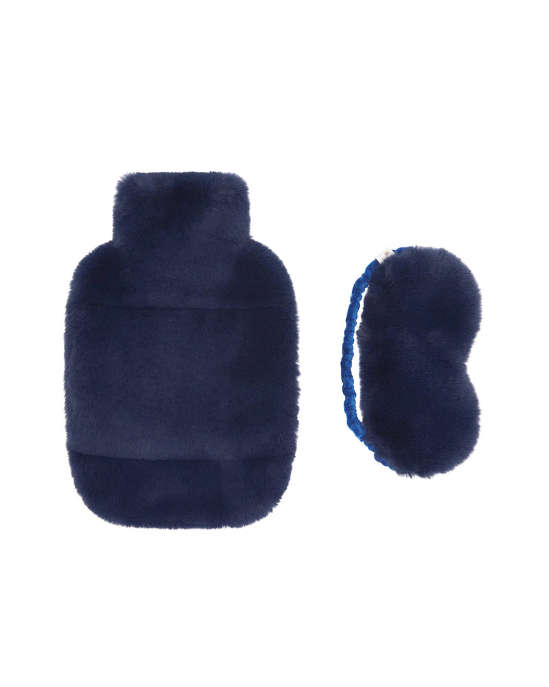 Nooki faux fur hot water bottle and eye mask