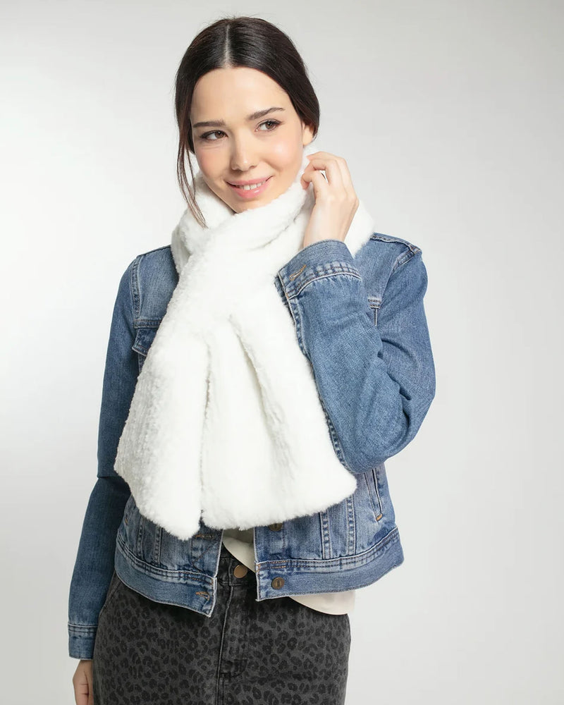 Nooki Rivington Cream Textured Faux Fur Scarf