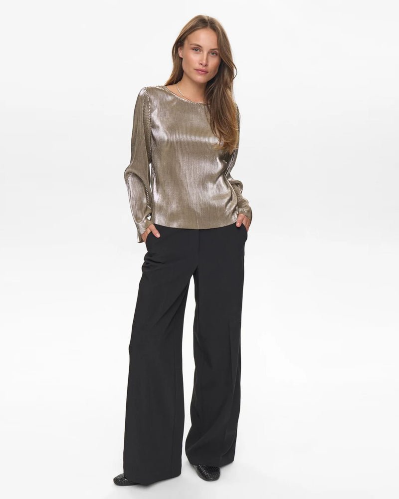 Numph Nujiva Silver Crinkle Top