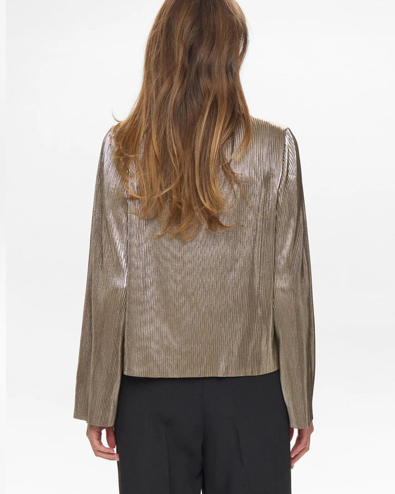 Numph Nujiva Silver Crinkle Top