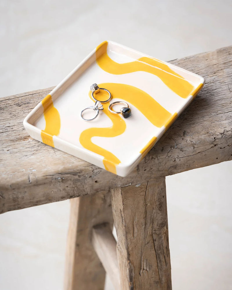 Javier Spanish Swirls Ceramic Tray yellow