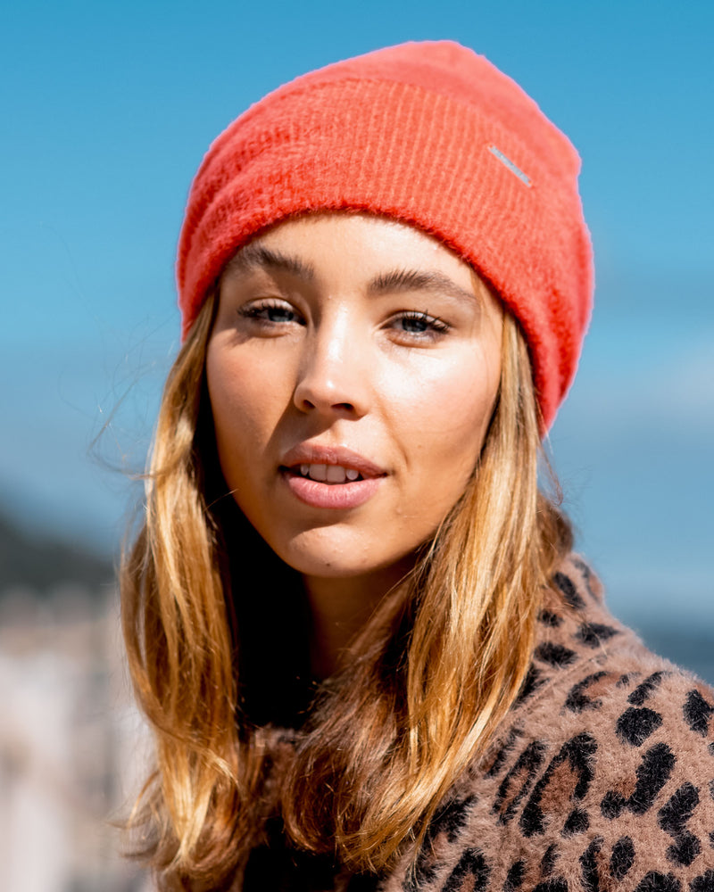 Nadine Bright Coral Beanie