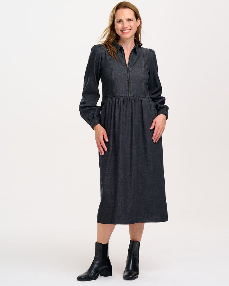 Kirsty Smock Black Denim Dress