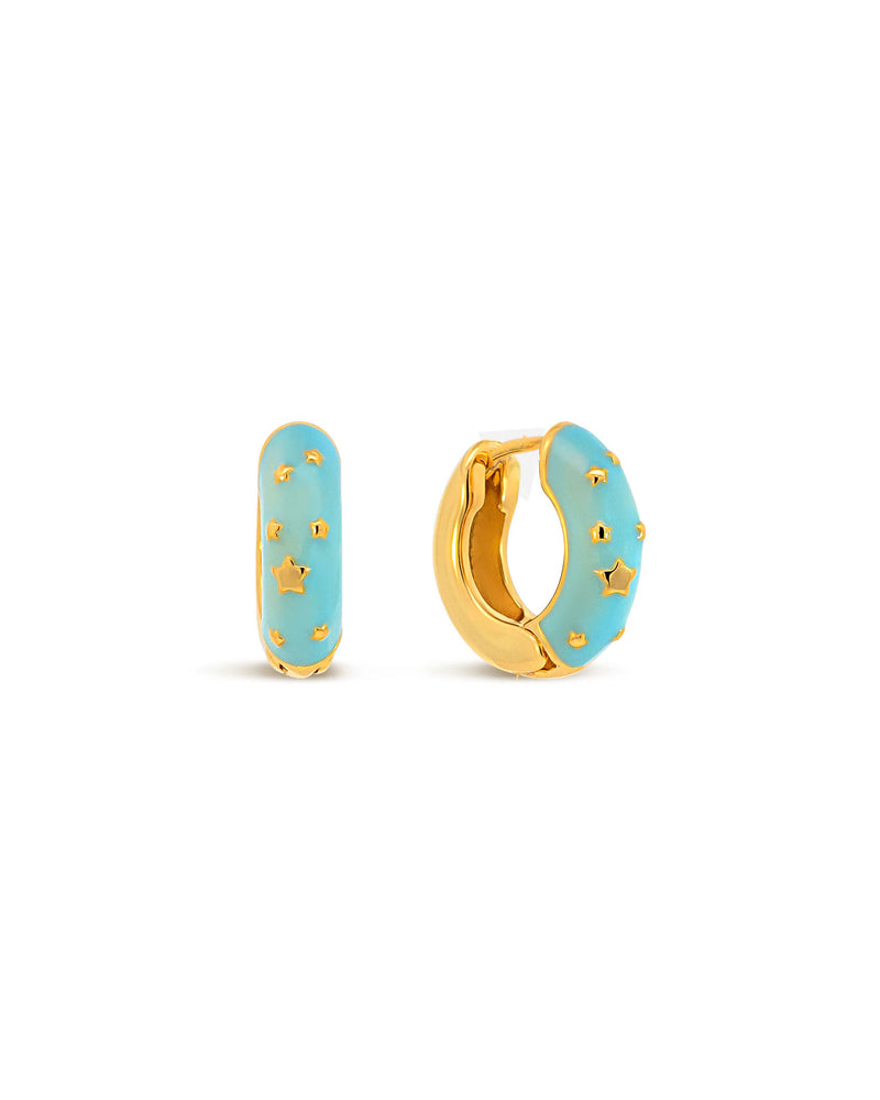 XUXA Enamel chunky gold and turquoise Hoops