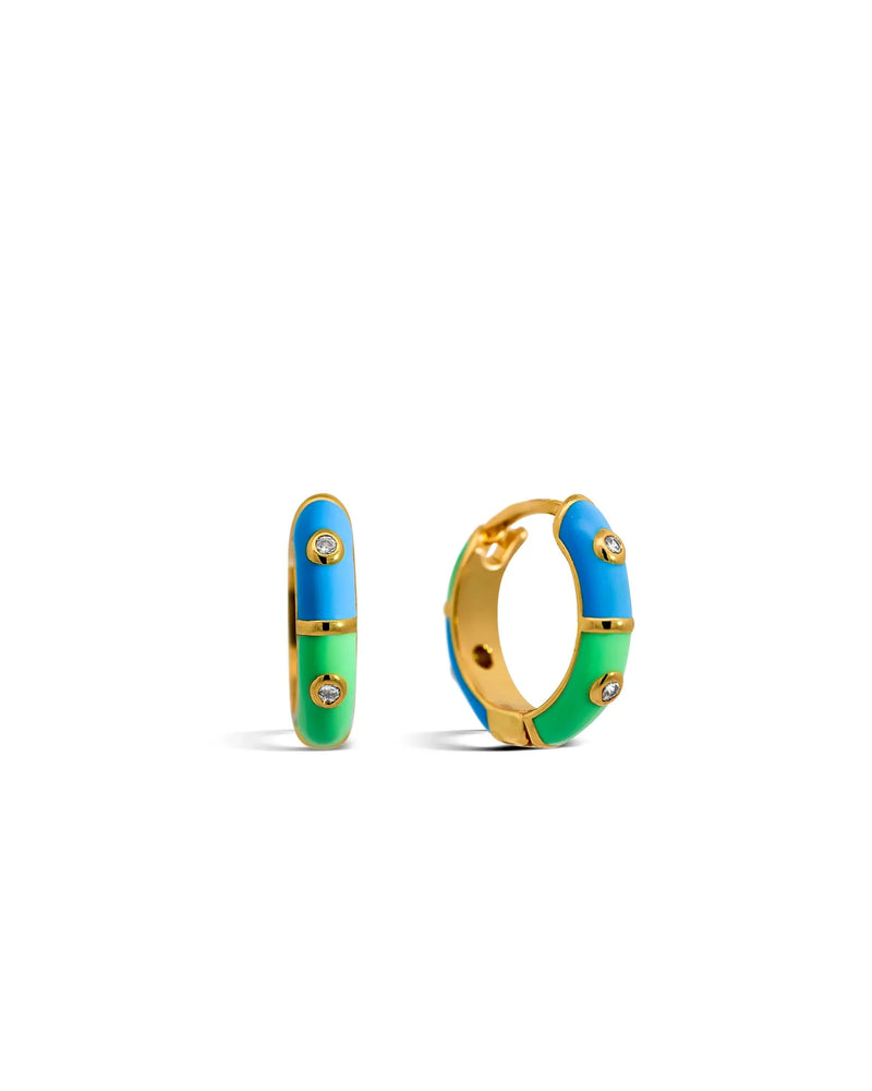 XUXA Enamel Green & Blue Hoops