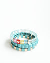 Gold & Turquoise ridged Tile Bracelet