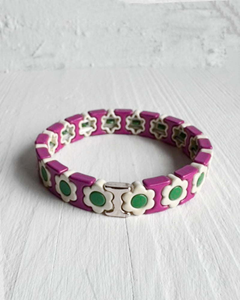 Purple Daisy Tile Bracelet