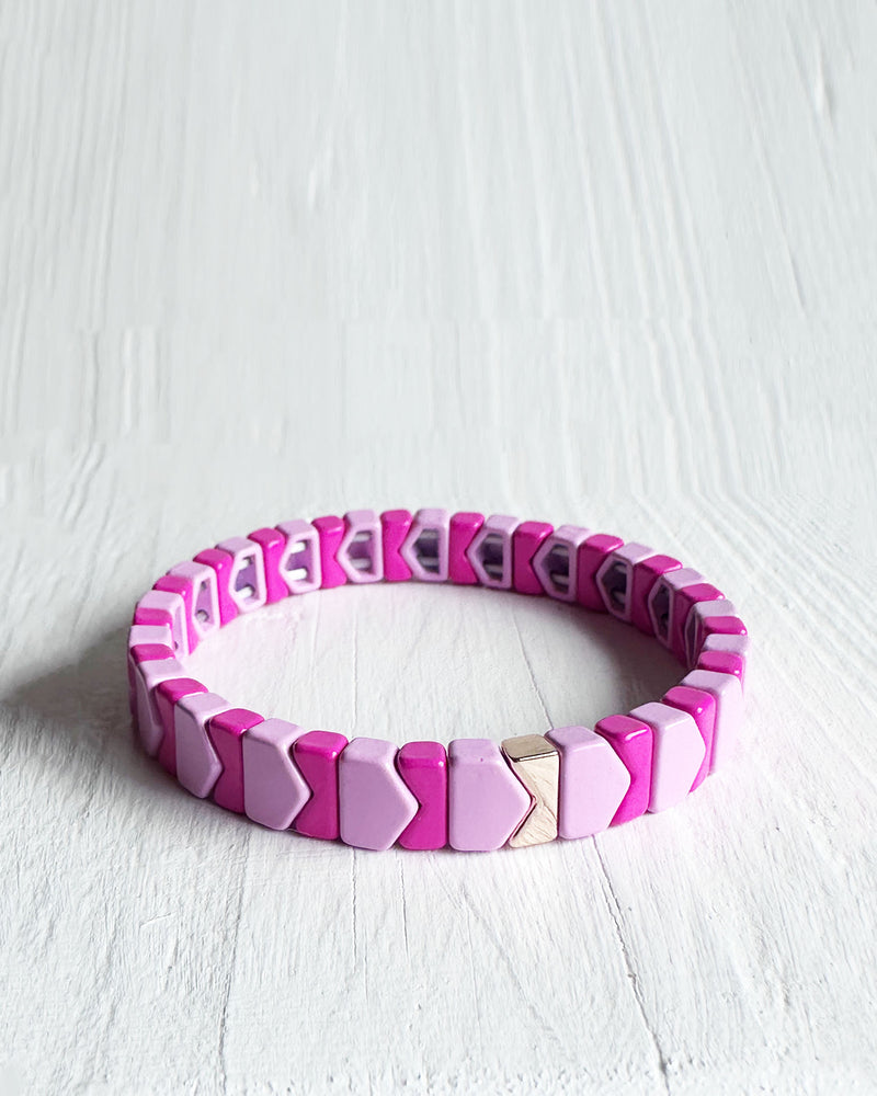 Cerise and Pink Tile Bracelet