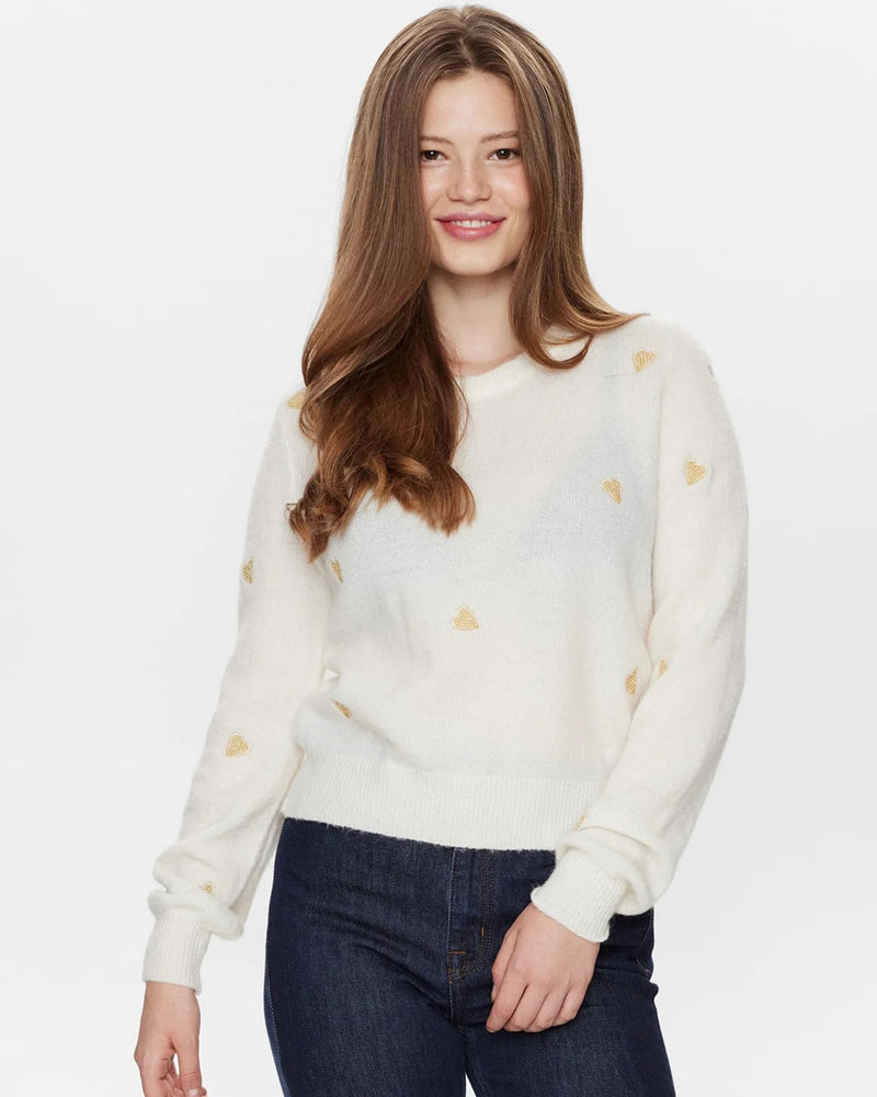 Numph Nuholly Heart Embroidered knit