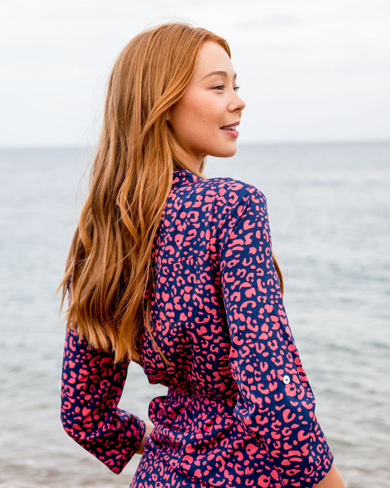Merryn Pink Leopard Print Shirt Dress