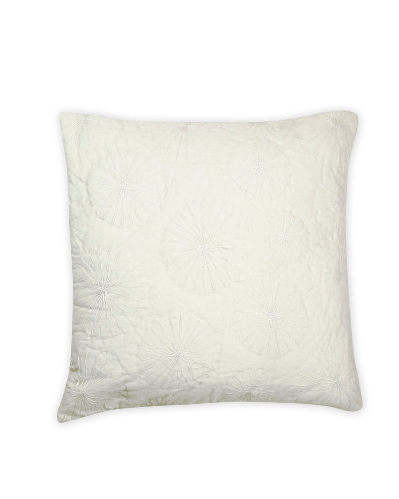 Cream Cotton Embroidered Cushion