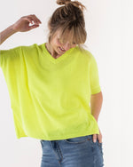 Brodie Bronte Cashmere Short Sleeve Jumper - Neon Yellow